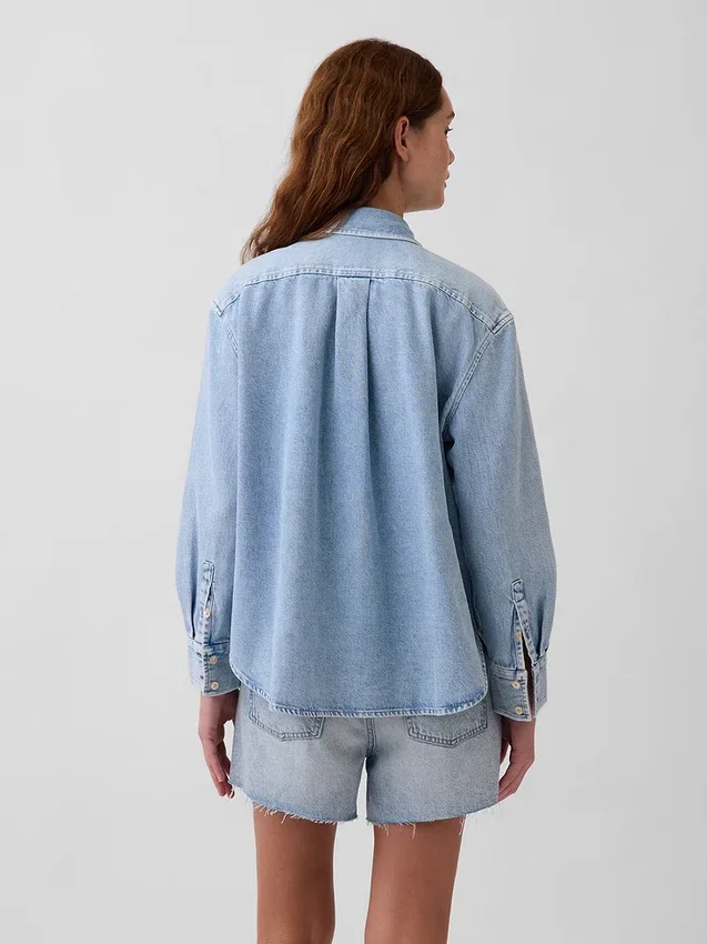 Ultramjuk denimskjorta i oversized-modell