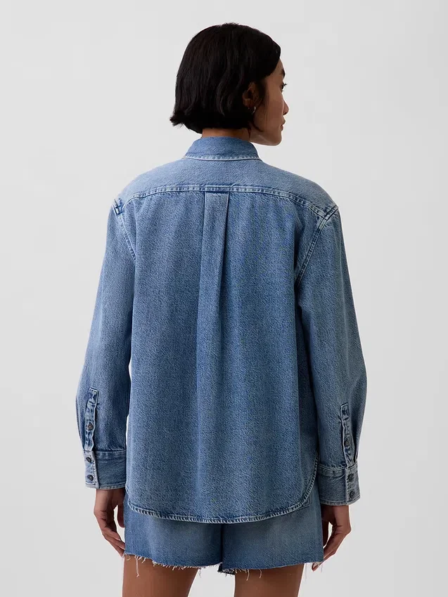 Ultramjuk denimskjorta i oversized-modell