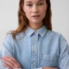 Ultramjuk denimskjorta i oversized-modell