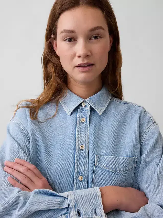 Ultramjuk denimskjorta i oversized-modell