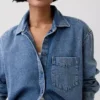 Ultramjuk denimskjorta i oversized-modell