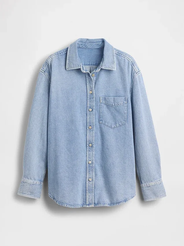 Ultramjuk denimskjorta i oversized-modell