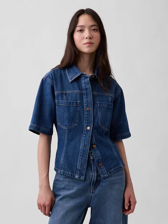 Ultramjuk denimskjorta med fickor
