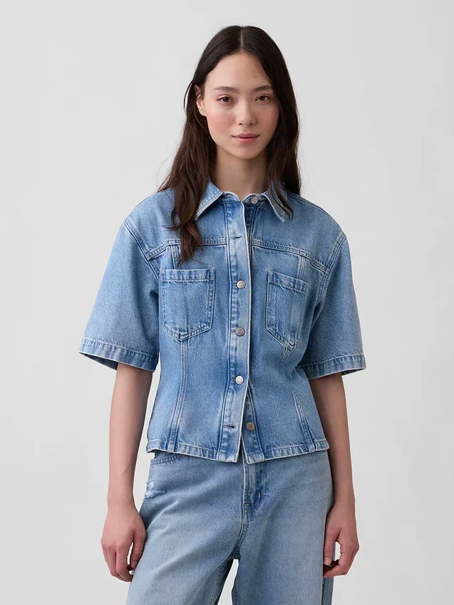Ultramjuk denimskjorta med fickor
