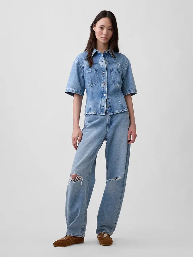 Ultramjuk denimskjorta med fickor