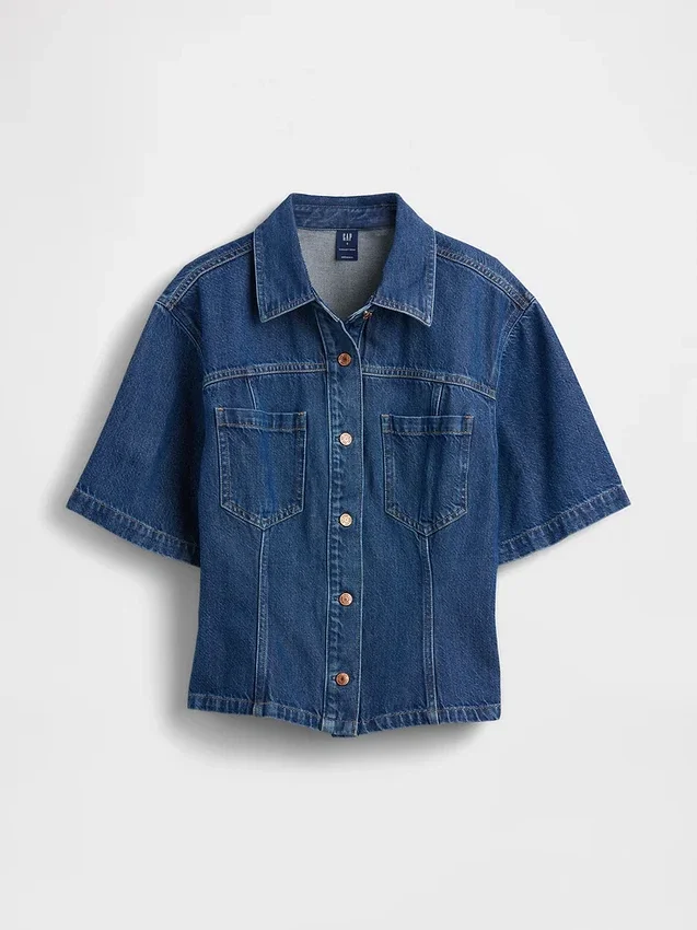 Ultramjuk denimskjorta med fickor