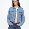 Ultramjuk kort jeansjacka i Icon-denim