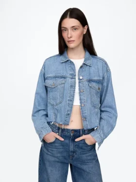 Ultramjuk kort jeansjacka i Icon-denim