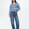 Ultramjuk kort jeansjacka i Icon-denim