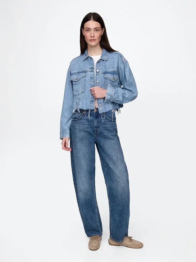 Ultramjuk kort jeansjacka i Icon-denim