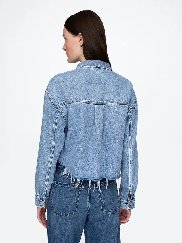 Ultramjuk kort jeansjacka i Icon-denim