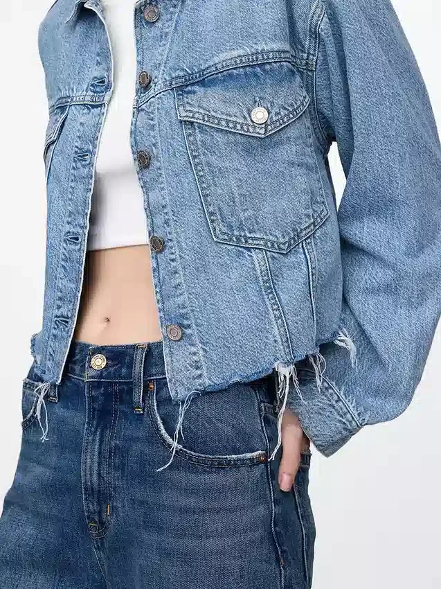 Ultramjuk kort jeansjacka i Icon-denim