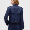 Ultramjuk kort trenchjacka i denim