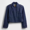 Ultramjuk kort trenchjacka i denim