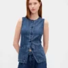 Ultramjuk lång väst i denim