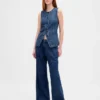 Ultramjuk lång väst i denim