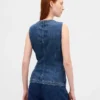 Ultramjuk lång väst i denim