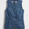 Ultramjuk lång väst i denim