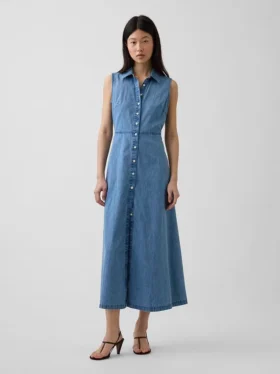 Ultramjuk maxikjolklänning i denim