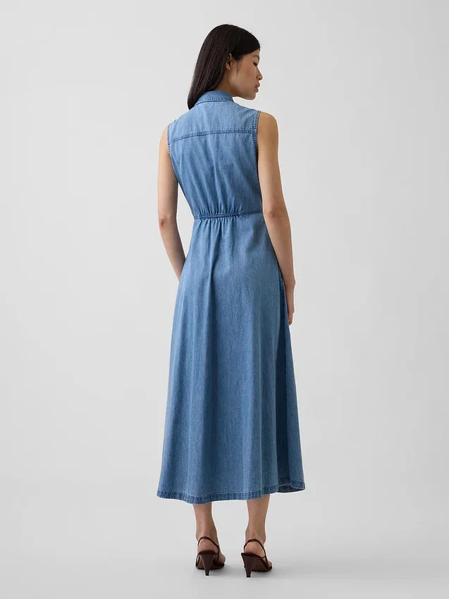 Ultramjuk maxikjolklänning i denim