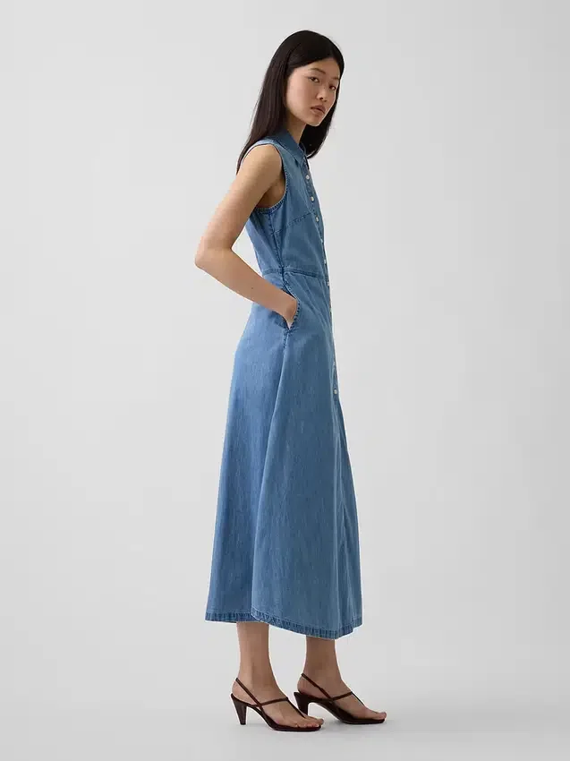 Ultramjuk maxikjolklänning i denim