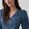 Ultramjuk miniklänning i denim med puffärmar
