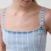 Ultramjuk miniklänning i randig denim med låg midja