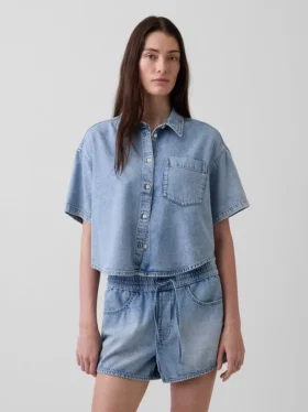 Ultramjuk oversized camp-skjorta i denim