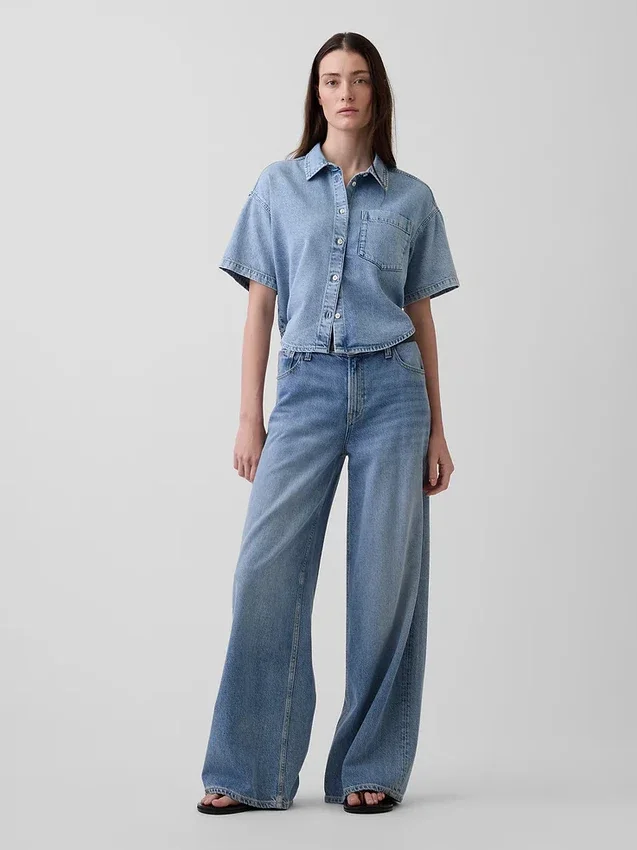 Ultramjuk oversized camp-skjorta i denim
