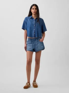Ultramjuk oversized camp-skjorta i denim