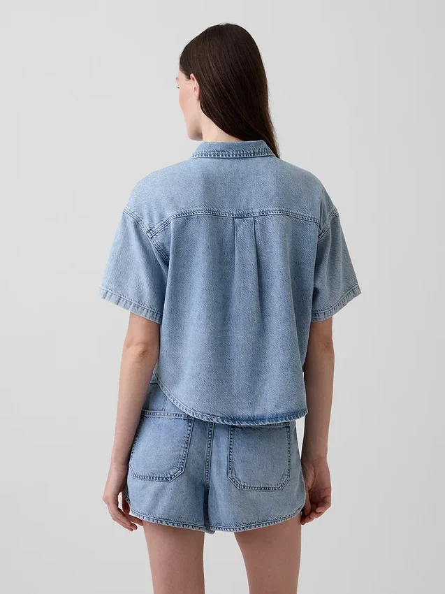 Ultramjuk oversized camp-skjorta i denim