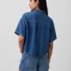 Ultramjuk oversized camp-skjorta i denim