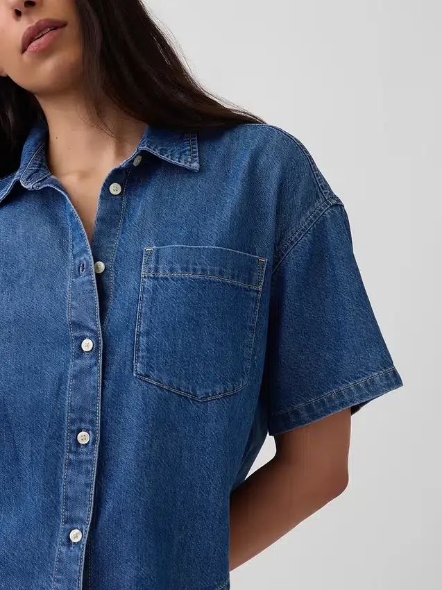 Ultramjuk oversized camp-skjorta i denim