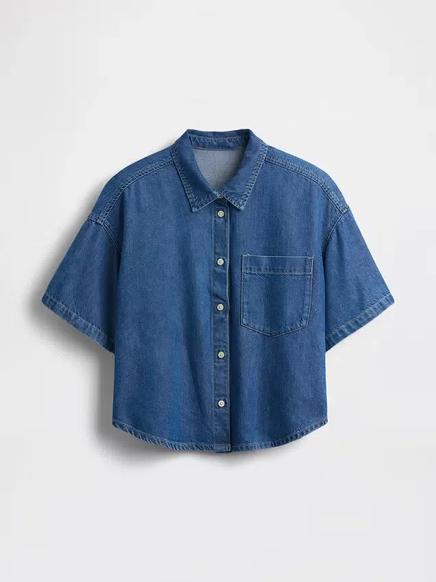 Ultramjuk oversized camp-skjorta i denim