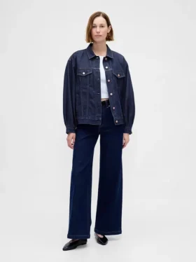 Ultramjuk, oversized ikonisk denimjacka med ballongärmar
