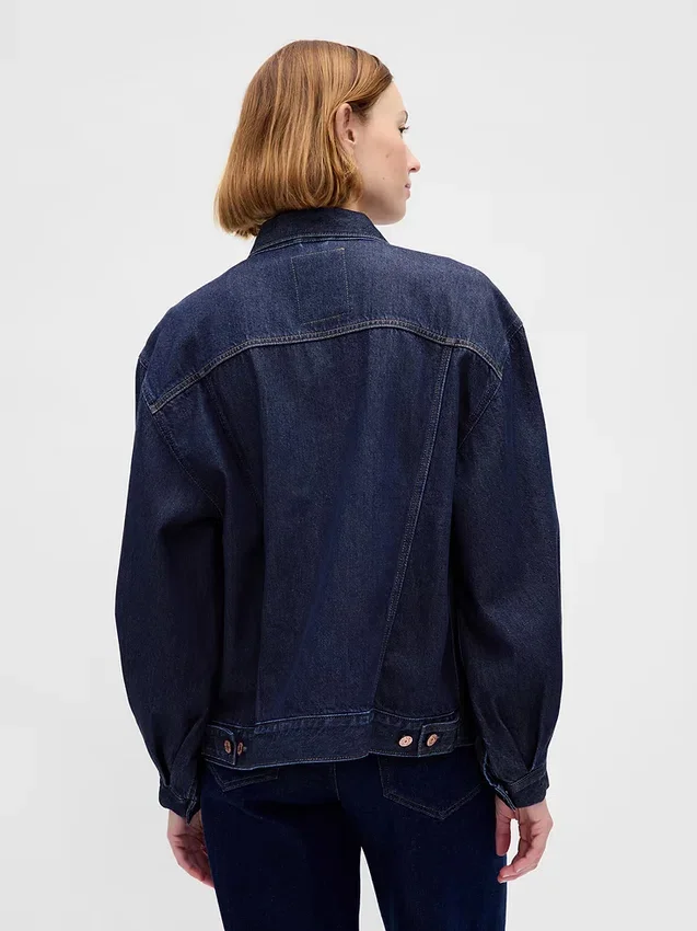 Ultramjuk, oversized ikonisk denimjacka med ballongärmar