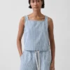 Ultramjuk, randig crop-top i denim