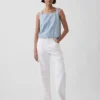 Ultramjuk, randig crop-top i denim