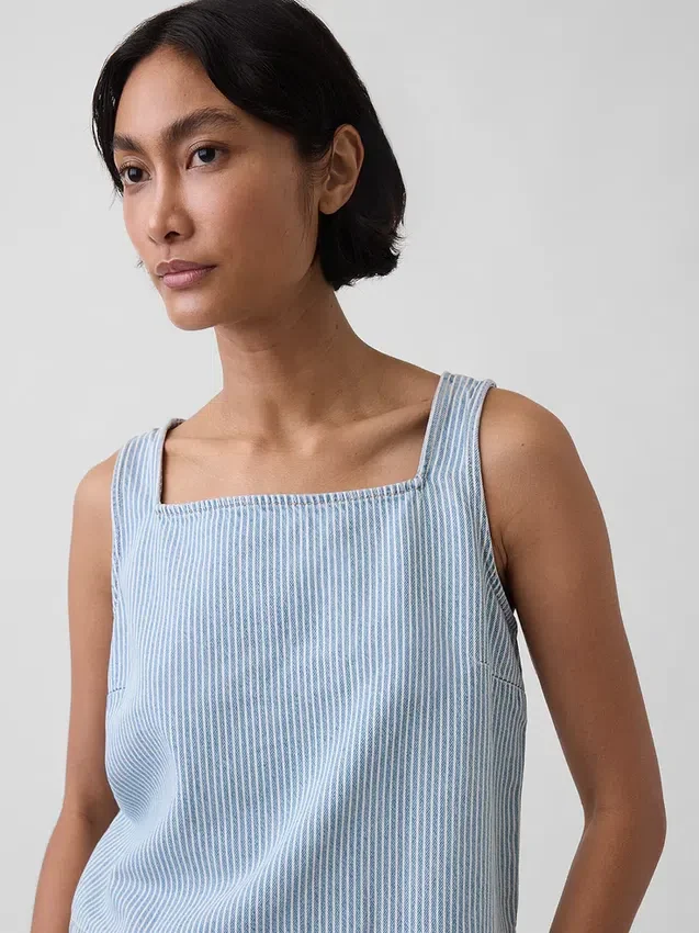 Ultramjuk, randig crop-top i denim