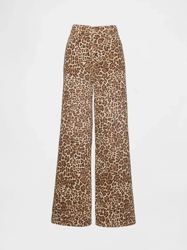 Ultramjuka, baggy jeans med leopardmönster och medelhög midja