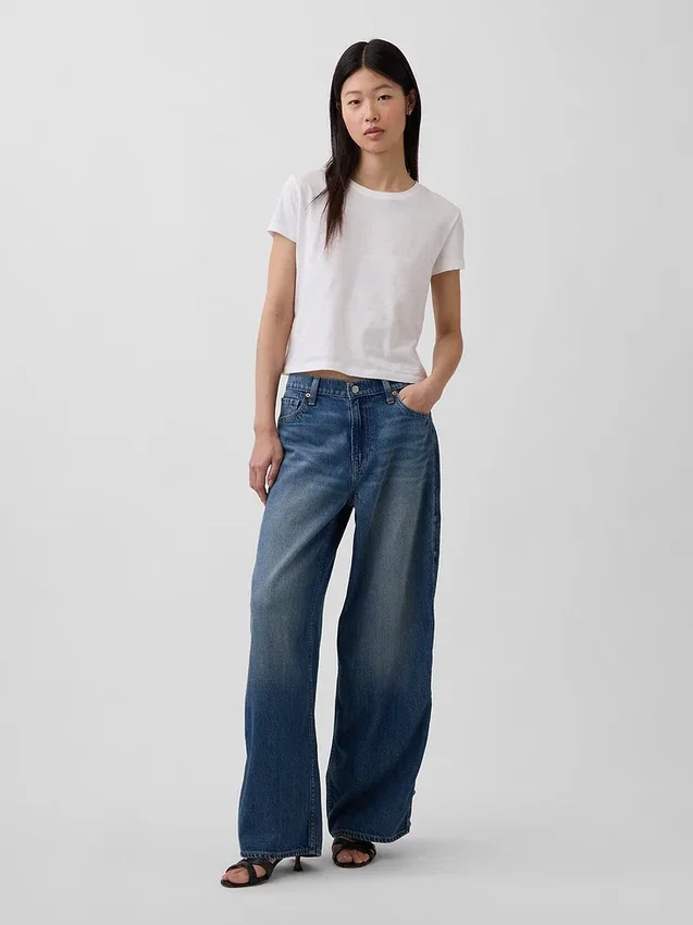 Ultramjuka, baggy Jeans med nitar och medellåg midja