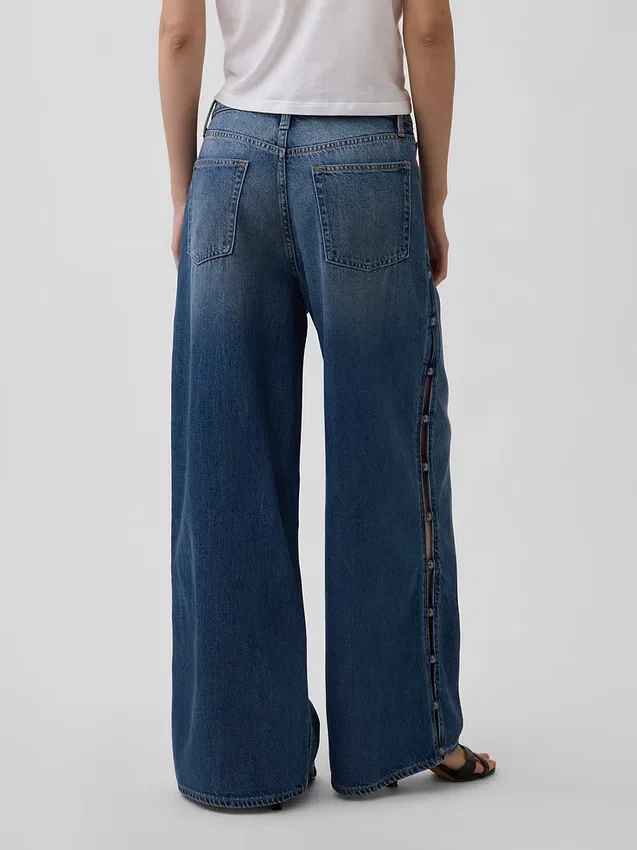 Ultramjuka, baggy Jeans med nitar och medellåg midja