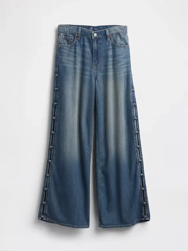 Ultramjuka, baggy Jeans med nitar och medellåg midja