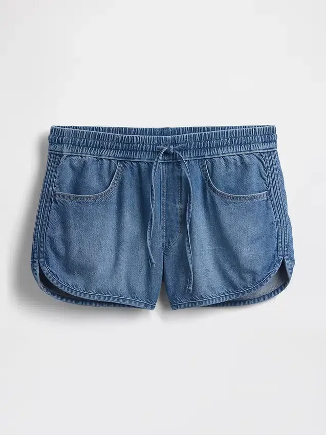 Ultramjuka denimshorts med medelhög midja och dolfinfåll
