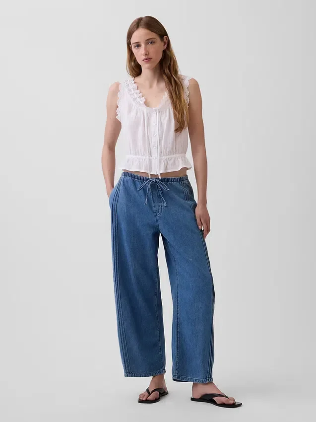 Ultramjuka Easy Barrel-Jeans med medelhög midja