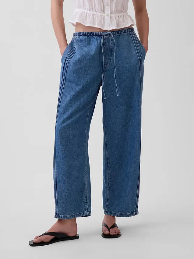 Ultramjuka Easy Barrel-Jeans med medelhög midja