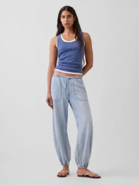 Ultramjuka joggingsbyxor i denim med vid ben