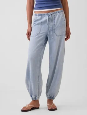 Ultramjuka joggingsbyxor i denim med vid ben