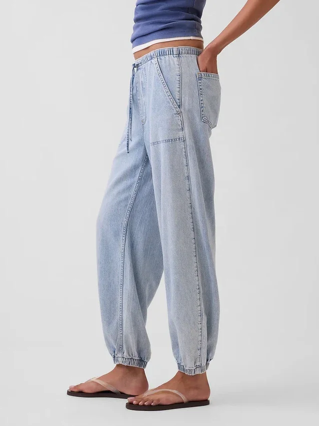 Ultramjuka joggingsbyxor i denim med vid ben