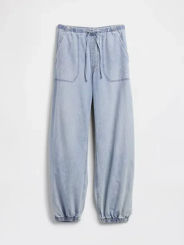 Ultramjuka joggingsbyxor i denim med vid ben